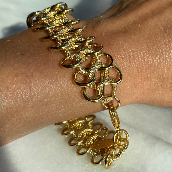 Kenneth Jay Lane 22K Gold Plt Mega Wide Bracelet Y2K - Picture 12 of 16